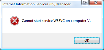 Cannot start service W3SVC on Computer
