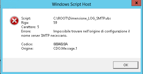 Impossibile Trovare nell origine di configurazione il nome server SMTP necessario