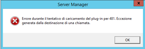 Server Manager - Errore durante il tentativo di caricamento del plugin per 481