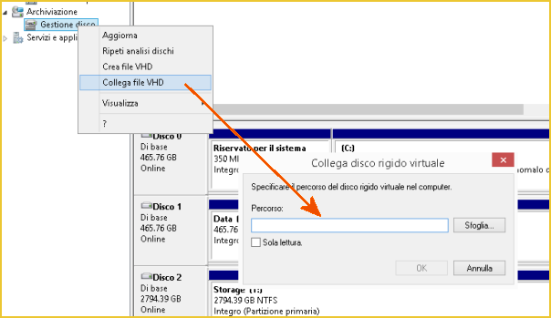 Montare Mount file VHD in Windows 8
